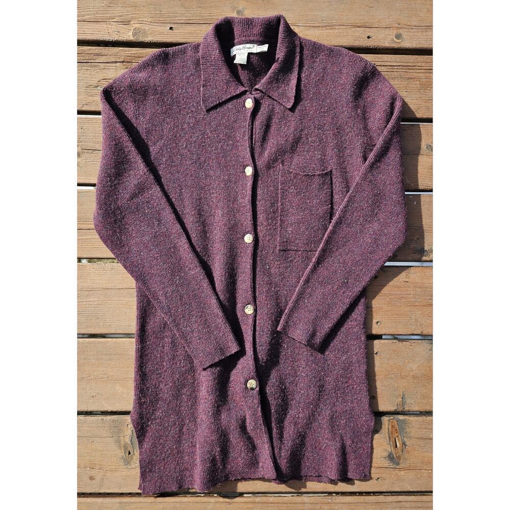 Vintage Eddie Bauer Wool Knit Sweater Dress Skirt Shirt Womens Large Purple